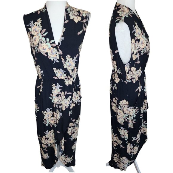 ASTR Floral Wrap Vneck High Slit Asymmetrical Maxi Dress Size Medium - Picture 1 of 15